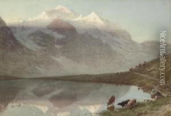 The Jungfrau At Sunrise Oil Painting - William Collingwood Smith