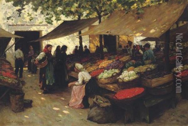 Fruit Market, Fiume, Hungary Oil Painting - Terrick John Williams