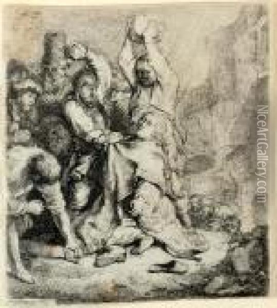The Stoning Of Saint Stephen (b., Holl. 97; H. 125) Oil Painting - Rembrandt Van Rijn