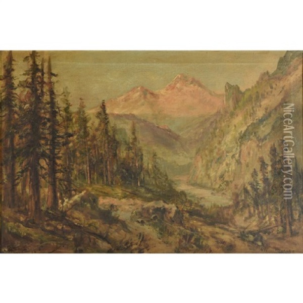 Mountain Landscape Oil Painting - Frederick Ferdinand Schafer