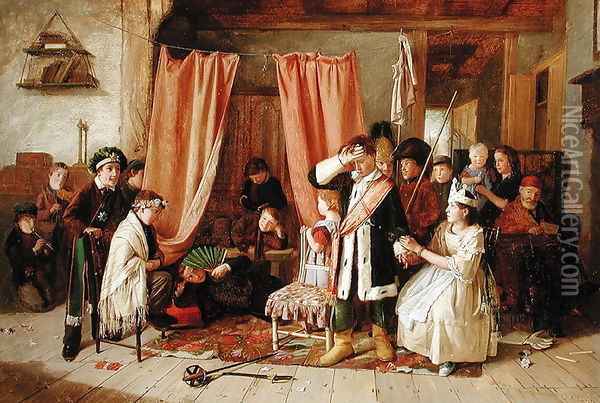 Children acting the Play Scene Oil Painting - Charles Hunt