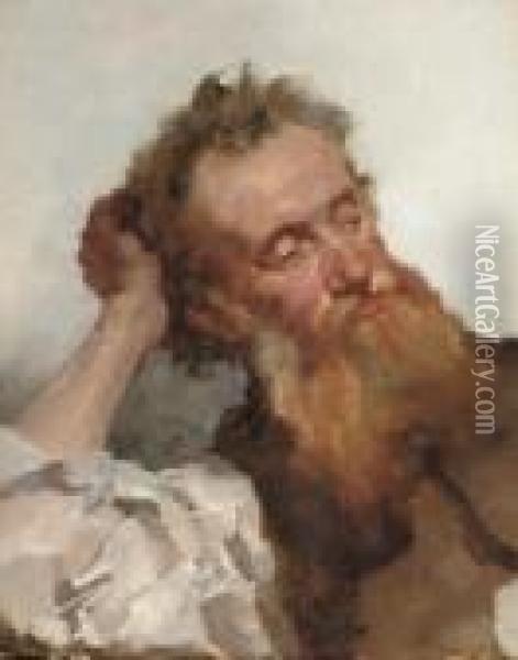 Portrait Of An Old Man Oil Painting - Edwin Harris