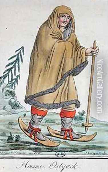 Ostyak Man on Skis Oil Painting - Jacques Grasset de Saint-Sauveur