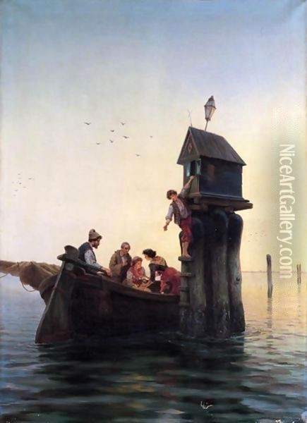 La Cappelletta In Laguna Oil Painting - Pietro Gabrini