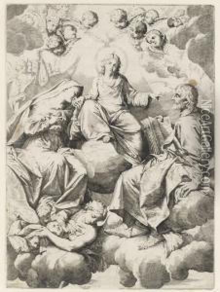 Kristus, Jungfru Maria Och Petrus Oil Painting - Lorenzo Pasinelli