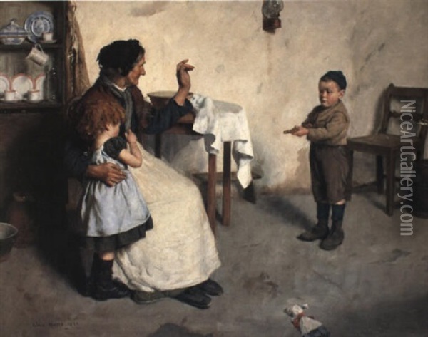 The Kitchen Scene Oil Painting - Edwin Harris