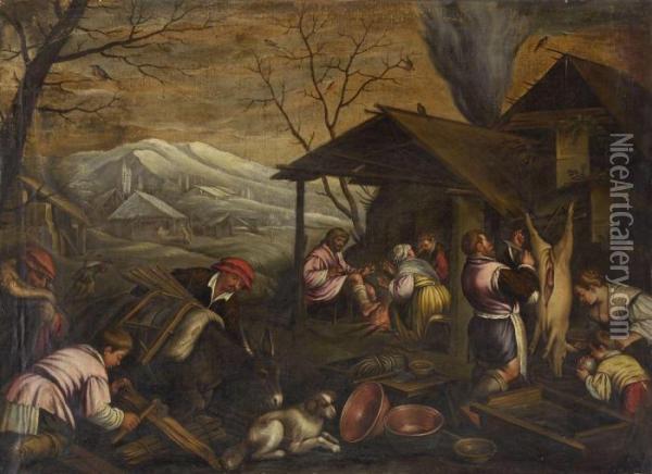 Der Winter Oil Painting - Jacopo Bassano (Jacopo da Ponte)