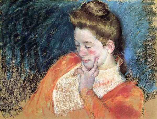 Portrait Of A Young Woman Oil Painting - Mary Cassatt