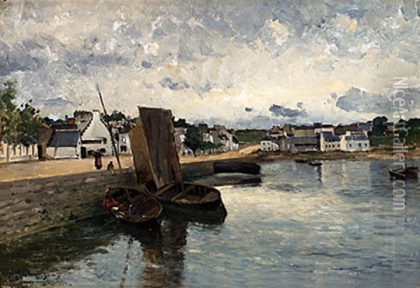 Hamn I Bretagne Oil Painting - Johan Ericson