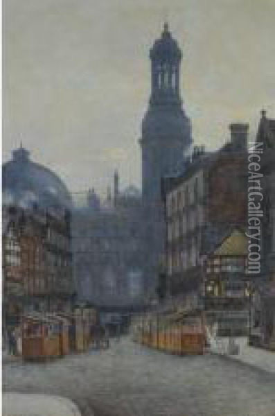 Royal Exchange Manchester' Oil Painting - Francis Browne Tighe