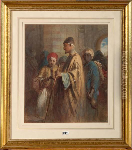 Notable Marocain Dans Les Souks Oil Painting - Frederick Arthur Bridgman