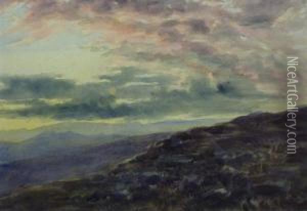 Moorland Sunset Oil Painting - Charles Pigott