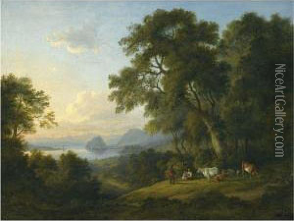 Dumbarton Rock And The River Clyde Oil Painting - Jane Nasmyth
