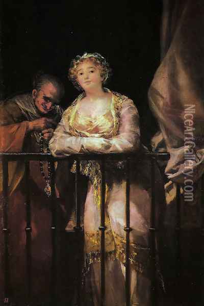 Maja y celestina al balcón Oil Painting - Francisco De Goya y Lucientes