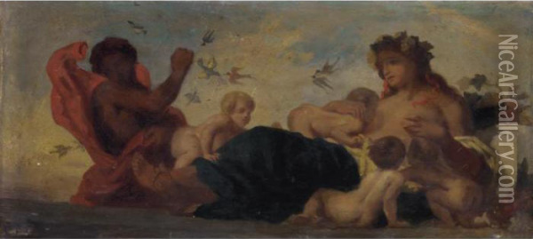 Etude Pour La Frise De 'agriculture' Pour Le Salon Du Roi Oil Painting - Eugene Delacroix