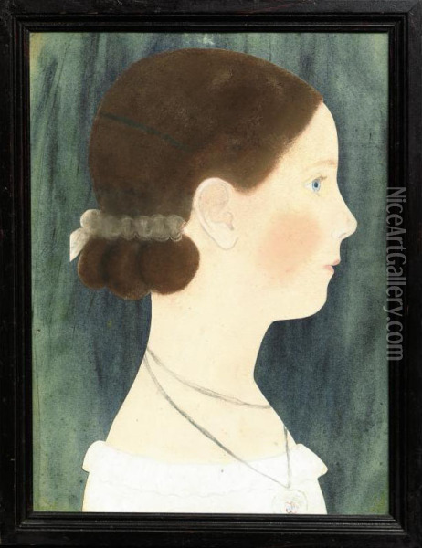 Portrait Of Lydia Luana Thompson Of Phillipston, Massachusetts Oil Painting - Ruth Henshaw Bascom