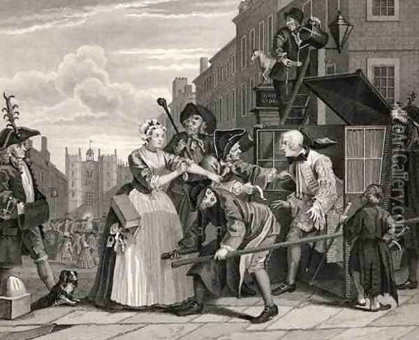 Arrested for Debt plate V from A Rakes Progress Oil Painting - William Hogarth