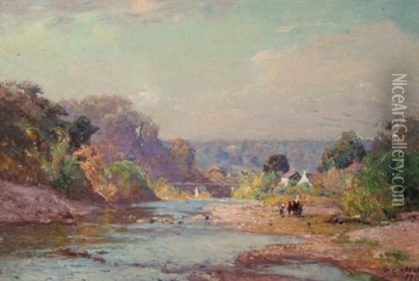 Brookville Landscape Oil Painting - Theodore Clement Steele