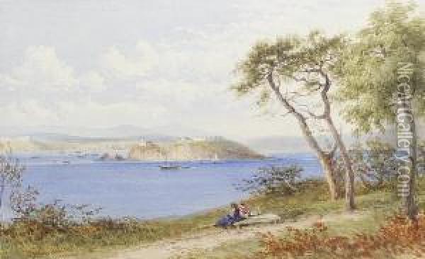 A View Of Plymouth Hoe With Figures In The Foreground Oil Painting - Philip Mitchell