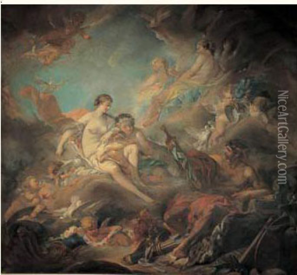Vulcain Presentant Les Armes A Venus Pour Enee Oil Painting - Marguerite Blage-Bataille