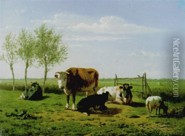 Landschap Met Vee Oil Painting - Arie Ketting De Koningh