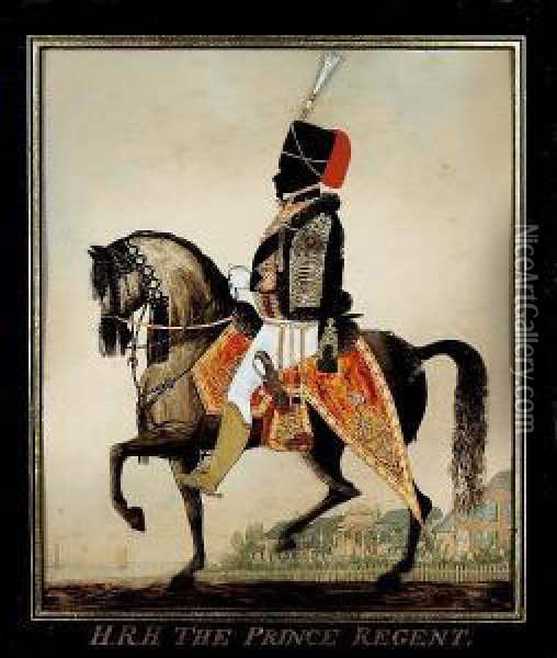 A Silhouette Of George Iv (1762-1830), When Prince Regent (1811-20), Profile To The Left, Wearing The Uniform Of The 10th Light Dragoons (hussars), Scarlet Jacket With Gold Frogging, Fur-trimmed Pelisse With Gold Frogging, White Breeches, Brown Boots, Sas Oil Painting - Charles Rosenberg