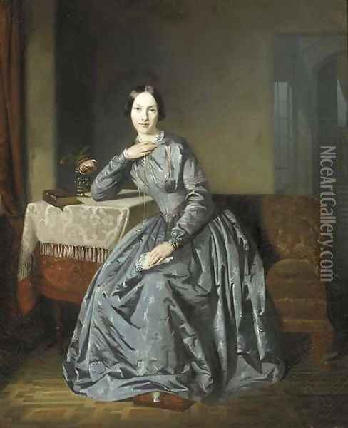 Portrait of Johanna Louise van Eeghen-den Tex (1830-1904) Oil Painting - Johann George Schwartze