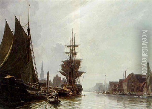 Fra Kobnhavns Havn Oil Painting - Christian Ferdinand Andreas Molsted