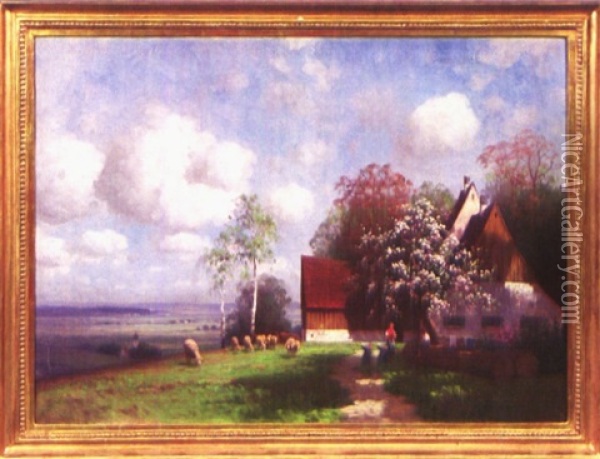 Fruhlingsidyll Auf Dem Bauernhof Oil Painting - Carl Leopold