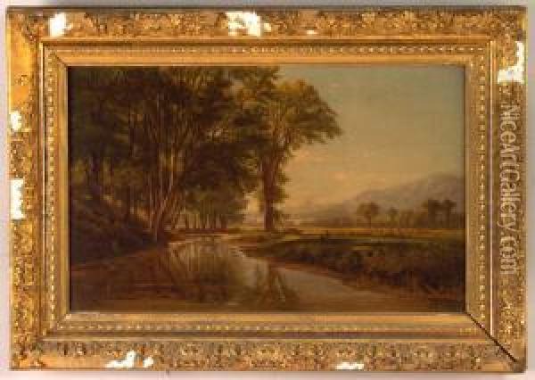 Mountains And Stream In Foreground Oil Painting - Benjamin Champney