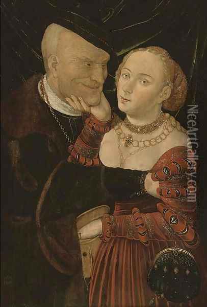 The ill-matched lovers Oil Painting - Lucas The Elder Cranach