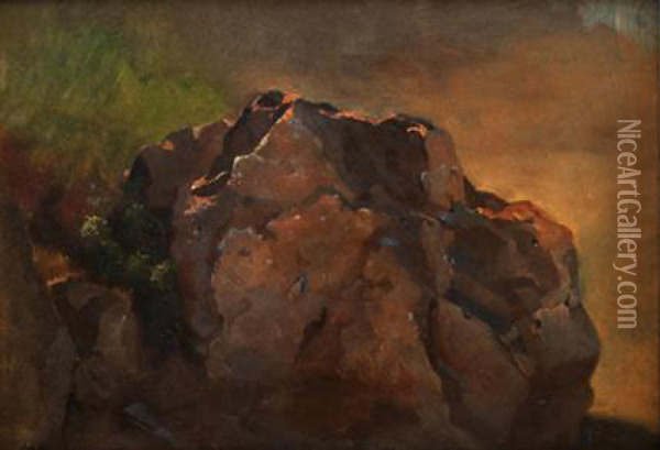 Boceto Sin Terminar De Una Roca Oil Painting - Jose Maria Velasco