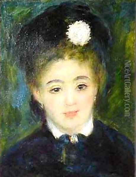 Portrait of a Young Woman in Black Oil Painting - Pierre Auguste Renoir