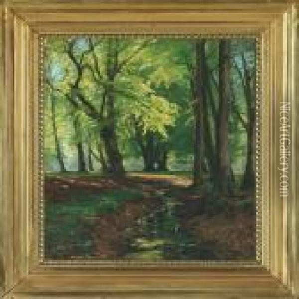 Woodland Scene Withstream Oil Painting - Christian Zacho