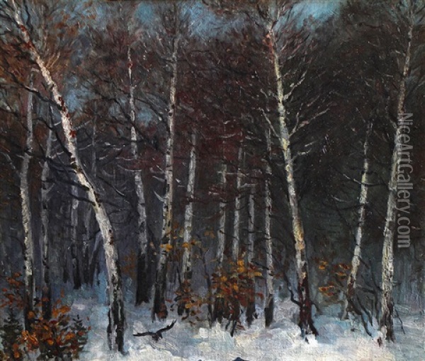 Winterlicher Birkenwald Oil Painting - Emil Jacob Schindler