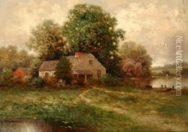 Landscape With Country House Oil Painting - Milton H. Lowell