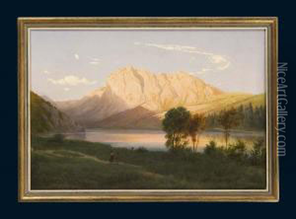 Lago Di Carezza Oil Painting - Johann Novopacky