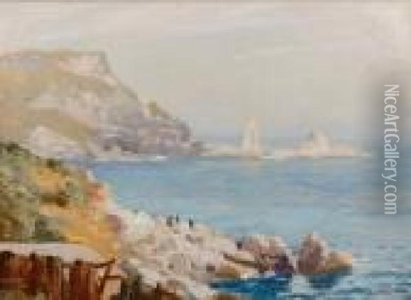 Anstey's Cove, Devon Oil Painting - Thomas E. Mostyn