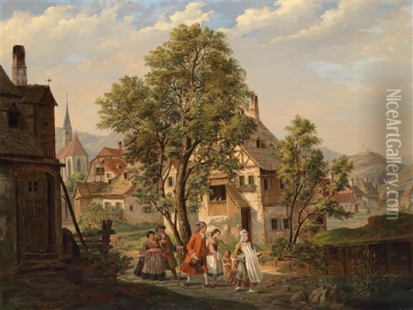 Der Taufgang Oil Painting - Ludwig Kergel