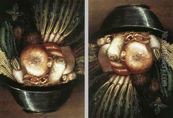 Vegetables In A Bowl Or The Gardener Oil Painting - Giuseppe Arcimboldo