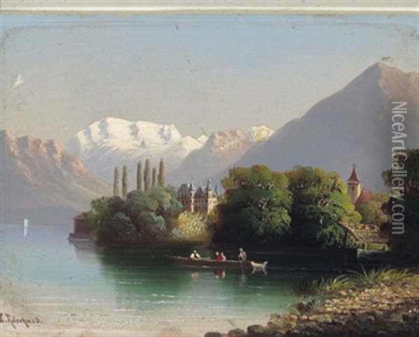 Scherzlingen, Lac De Thoune Oil Painting - Hubert Sattler