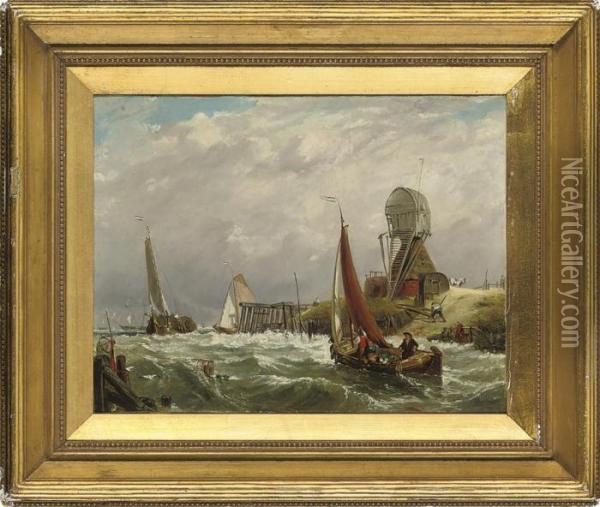Congestion At A Dutch Harbour Oil Painting - William Clarkson Stanfield