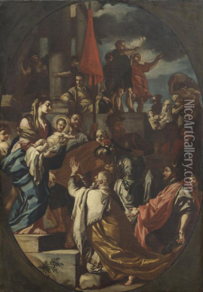 Adorazione Dei Magi Oil Painting - Francesco Da Montereale