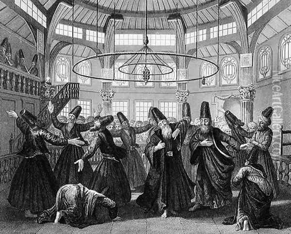 The Dance of the Dervishes, engraved by W. Forrest, from World Religion, published by A. Fullarton and Co. Oil Painting - Picart
