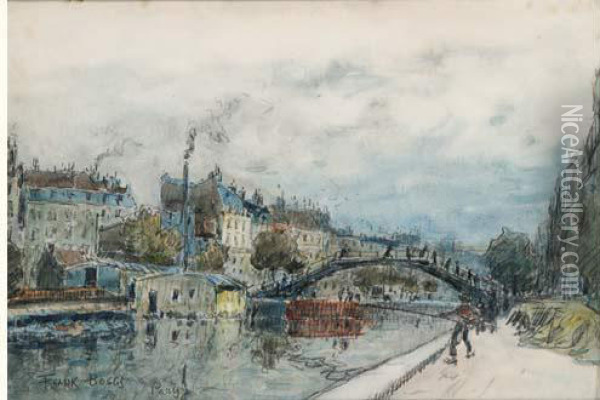 Le Canal De L'ourq Et L'hotel Du Nord Oil Painting - Frank Myers Boggs