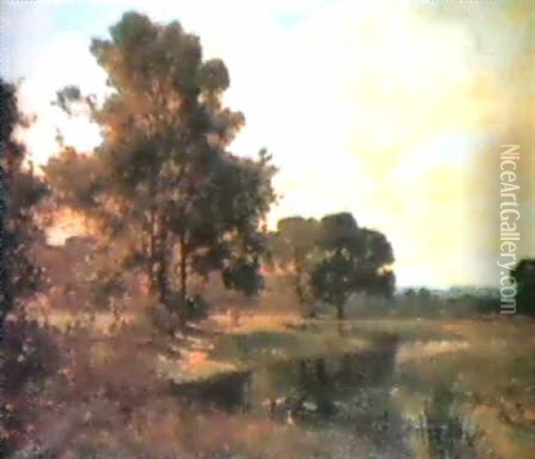 Valley Of The Ches Oil Painting - Sir Alfred East