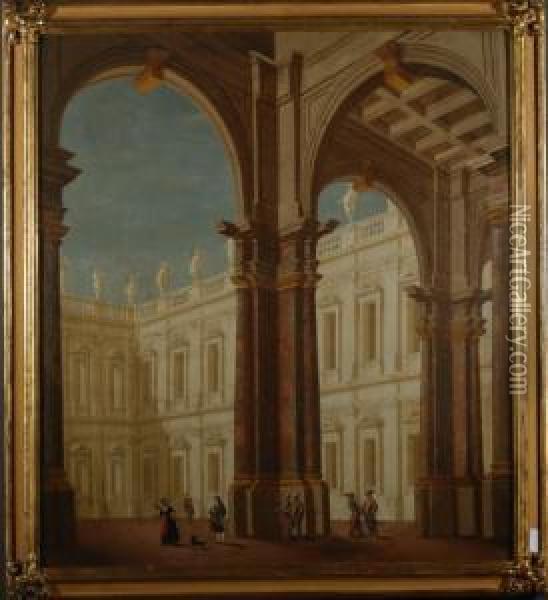 Architettura D'invenzione Oil Painting - Giuseppe Galli Bibiena