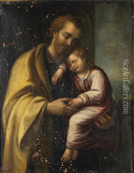 Saint Joseph Holding The Christ Child Oil Painting - Carlo Maratta