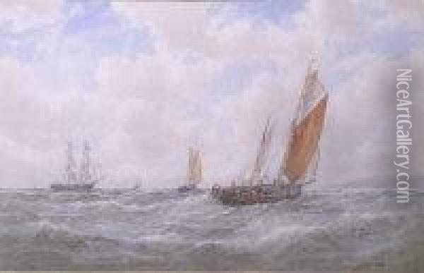 On Summer Seas Off The Norfolk Coast Oil Painting - George Stanfield Walters
