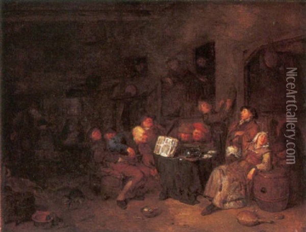 Interno Di Taverna Con Suonatori Oil Painting - Egbert van Heemskerck the Elder